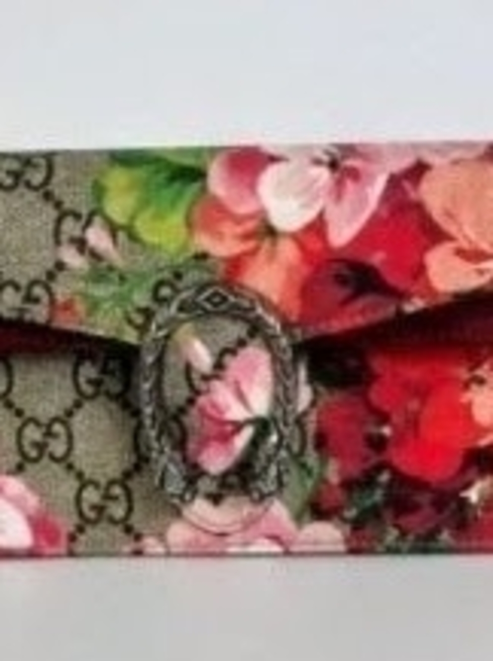 Gucci Floral Monogram Clutch in Red, Pink and Green